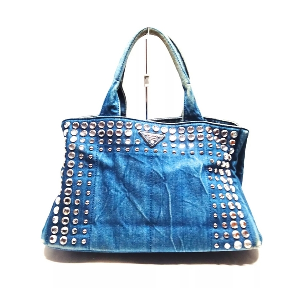 Prada Handbags - Auth Prada Canapa Denim Tote Bag